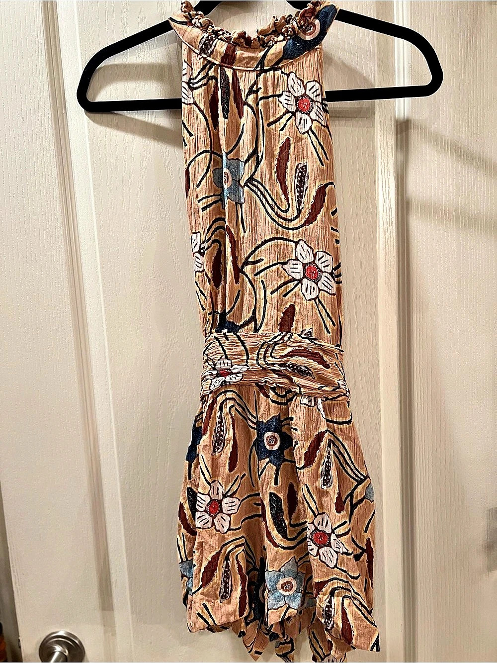 Christian Siriano Boho Chic Floral Romper Halter Cottagecore Earthy Size Medium
